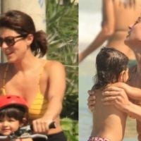 Bike e mergulho no mar: o dia na praia de Carol Castro com a filha, Nina. Fotos!